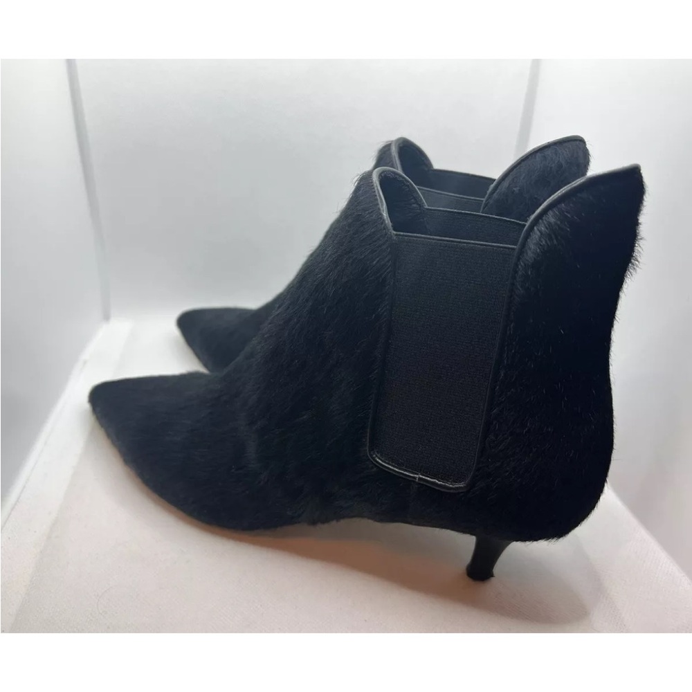 Gabriella Black Leather Pony Ankle Booties Heels Shoes Boots